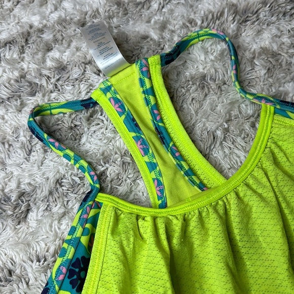Ivivva by Lululemon 10/12 neon yellow, teal blue  and pink built in bra - Picture 9 of 16